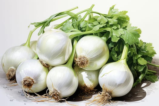 watercolor whole onion isolated on white background. AI Generated