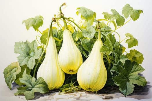 watercolor squash isolated on white background. AI Generated