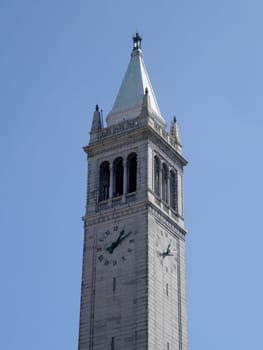 The Campanile, a famous clock tower on the campus of the University of California, Berkeley.