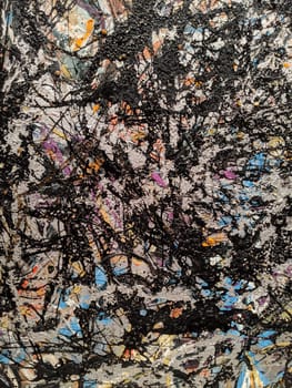 Seattle - May 16, 2019:   A close up of the abstract expressionist painting Sea Change by Jackson Pollock.