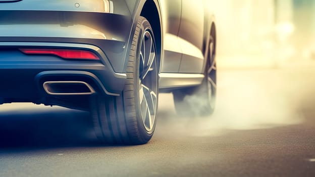 toxic smoke from the exhaust of a car with a gasoline engine.