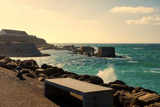 Vintage photo of the Atlantic coast in Tarifa, Spain