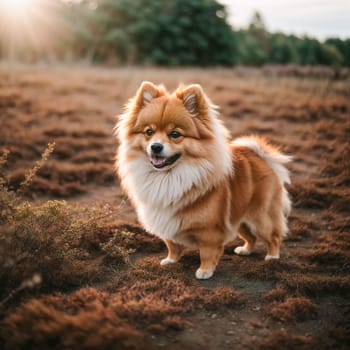 Pomeranian Spitz dog cute lovely pose smiling fluffy Pomerania spitz with rounded face, very happy good for background content