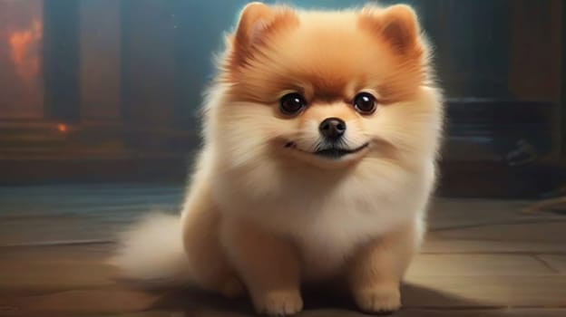 Pomeranian Spitz dog cute lovely pose smiling fluffy Pomerania spitz with rounded face, very happy good for background content