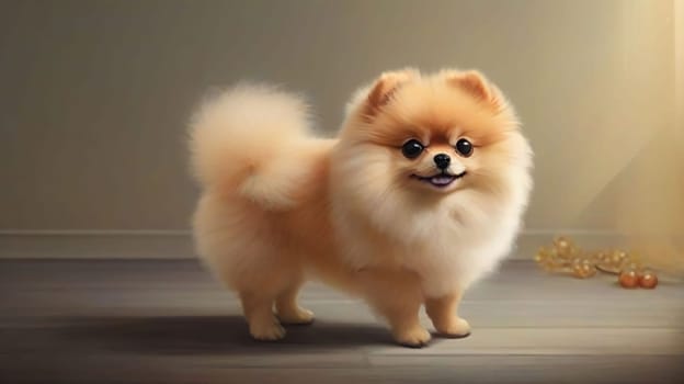 Pomeranian Spitz dog cute lovely pose smiling fluffy Pomerania spitz with rounded face, very happy good for background content