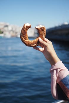 Turkish Bagel Simit on table ,