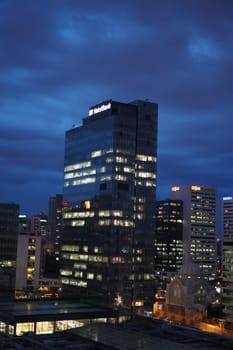 turkey istanbul 15 august 2023, vakif financial bank in umraniya at night .