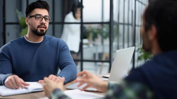 working together in a meeting in the office, teamwork concept