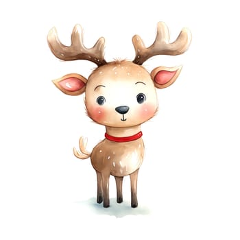 Watercolor Christmas Deer. Clipart is a great choice for creating cards, invitations, party supplies and decorations. AI generated.