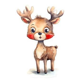 Watercolor Christmas Deer. Clipart is a great choice for creating cards, invitations, party supplies and decorations. AI generated.