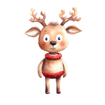 Watercolor Christmas Deer. Clipart is a great choice for creating cards, invitations, party supplies and decorations. AI generated.