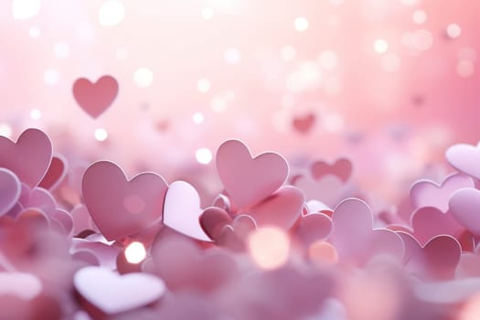 Beautiful greeting background with hearts on a bokeh background.