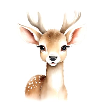 Watercolor Christmas Deer. Clipart is a great choice for creating cards, invitations, party supplies and decorations. AI generated.