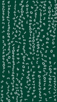 Falling handdrawn chalk numbers. Math study concept with flying digits. Graceful back to school mathematics banner on blackboard background. Falling numbers illustration.