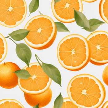 Trendy summer seamless pattern of juicy orange on white background. Minimal summer concept. Healthy food lifestyle. Textile pattern, print.