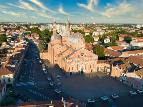 Padua, Veneto, Italy. Basilica of Saint Anthony of Padua. Aerial shot with drone of the historic center of Padua.