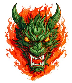 Green wooden Chinese dragon Symbol of 2024 in vector art style. Template for t-shirt, sticker, poster, etc.
