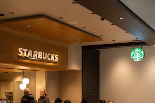 Osaka, Japan - December, 2023 : Starbucks Coffee Shop Famous Branches in Kansai Airport.