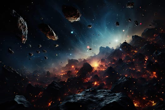 abstract asteroid and bright stars forming the background of the vast universe.by Generative AI..