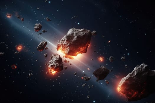 abstract asteroid and bright stars forming the background of the vast universe.by Generative AI..