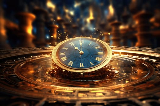 Clock in time space. time concept, Futuristic abstract background.by Generative AI..