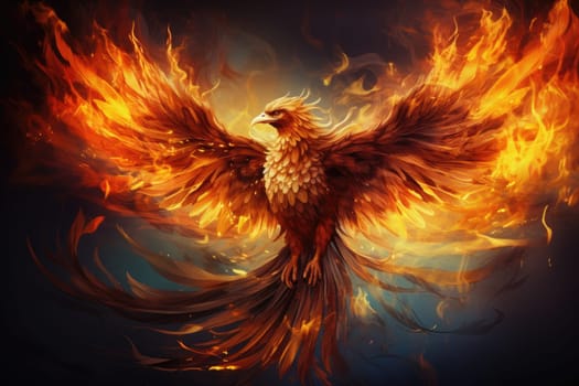 Phoenix is flying burning with fire. Birds. Mythical creatures.by Generative AI.