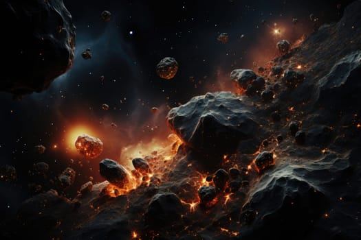 abstract asteroid and bright stars forming the background of the vast universe.by Generative AI..