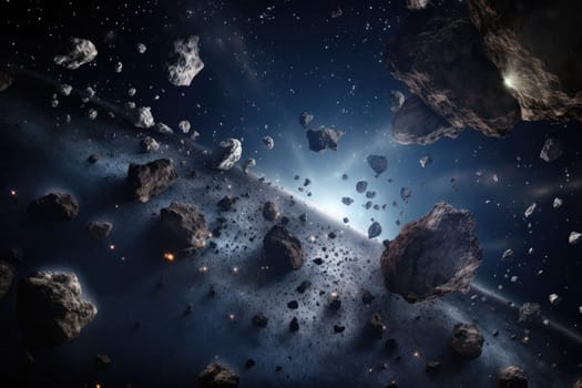 abstract asteroid and bright stars forming the background of the vast universe.by Generative AI..