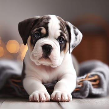 Illustration on the theme of a cute puppy dog. Generative AI. High quality illustration