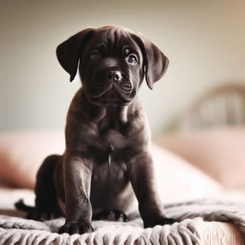 Illustration on the theme of a cute puppy dog. Generative AI. High quality illustration