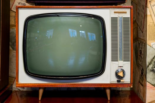 Vintage television set at the shop. Old television set is placed in the electrical stores.