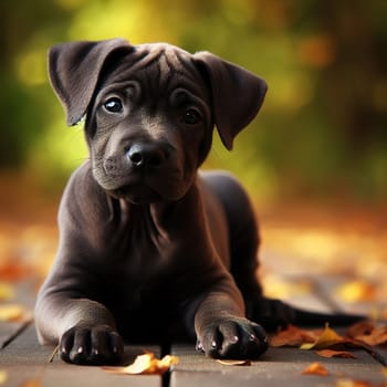 Illustration on the theme of a cute puppy dog. Generative AI. High quality illustration