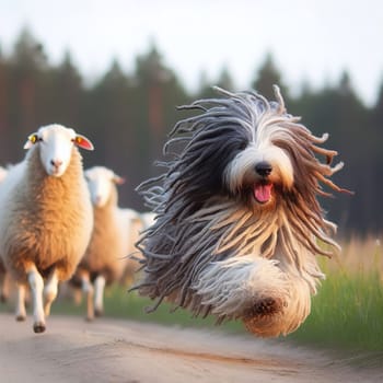 Illustration on the theme of a cute puppy dog. Generative AI. High quality illustration