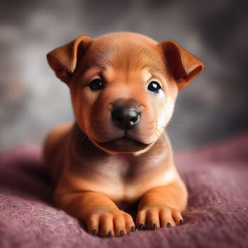 Illustration on the theme of a cute puppy dog. Generative AI. High quality illustration