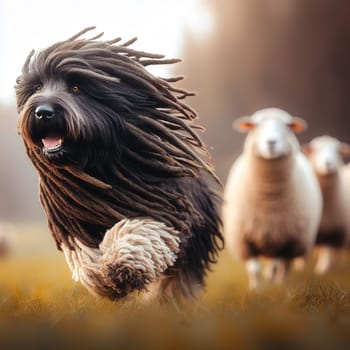 Illustration on the theme of a cute puppy dog. Generative AI. High quality illustration
