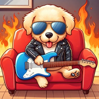 Illustration on the theme of a cute puppy dog. Generative AI. High quality illustration