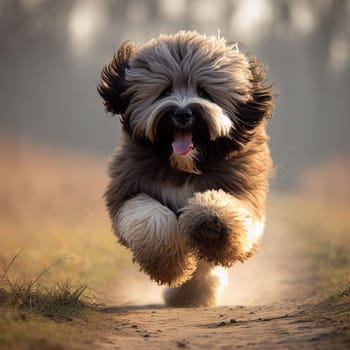 Illustration on the theme of a cute puppy dog. Generative AI. High quality illustration