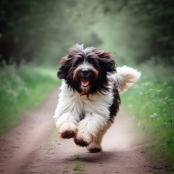 Illustration on the theme of a cute puppy dog. Generative AI. High quality illustration