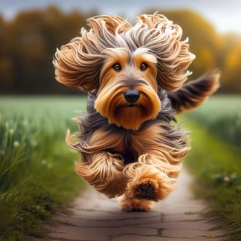 Illustration on the theme of a cute puppy dog. Generative AI. High quality illustration