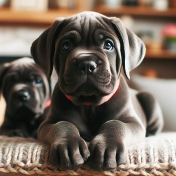 Illustration on the theme of a cute puppy dog. Generative AI. High quality illustration