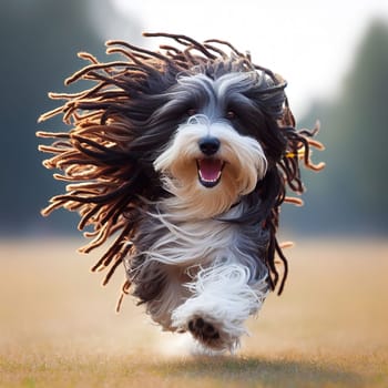 Illustration on the theme of a cute puppy dog. Generative AI. High quality illustration