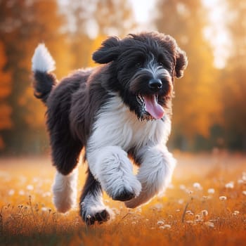 Illustration on the theme of a cute puppy dog. Generative AI. High quality illustration