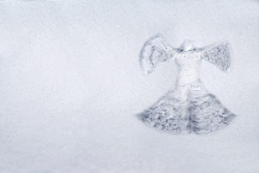 Snow angel made in the white snow