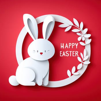 Cute funny bunny, Happy Easter theme, on color background