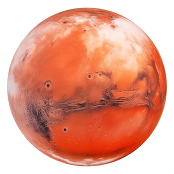 Realistic image of red planet Mars on a transparent background. Planet Mars isolated on transparent background in PNG format, space elements, astronomy concept. High quality photo