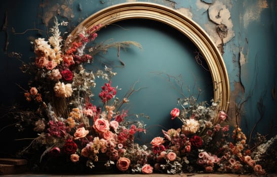 floral hoop digital backdrops. shoot set up with prop Flower and wood backdrop.