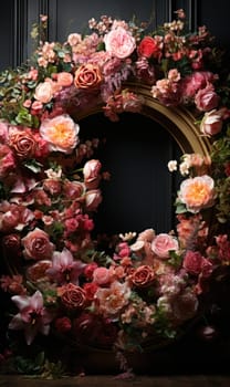 floral hoop digital backdrops. shoot set up with prop Flower and wood backdrop. Flower on hanging round