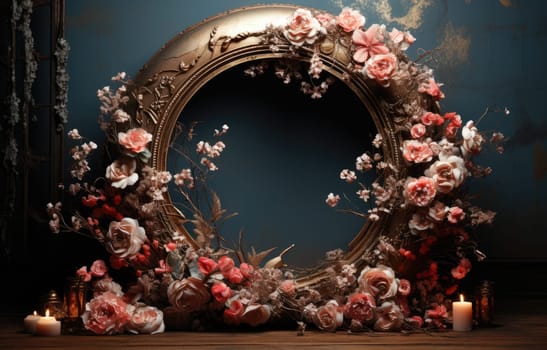 floral hoop digital backdrops. shoot set up with prop Flower and wood backdrop. Flower on hanging round