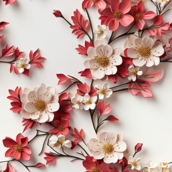 Floral Pattern with colourful big peony flowers, classic baroque peony flowers with petals, leaves and buds, seamless.