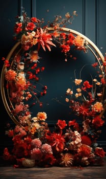 floral hoop digital backdrops. shoot set up with prop Flower and wood backdrop.